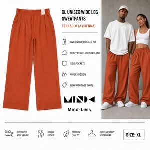 NEW Mind-Less Unisex Wide Leg Sweatpants XL Oversized Sienna Orange Lounge Pant